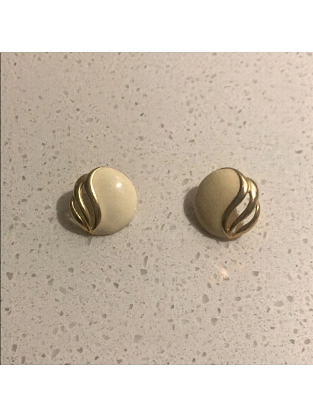 Vintage cream and gold earrings.